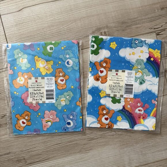 Vintage NOS Birthday Care Bears Wrapping Paper American Greetings SEALED 2 Sheet - Picture 1 of 3